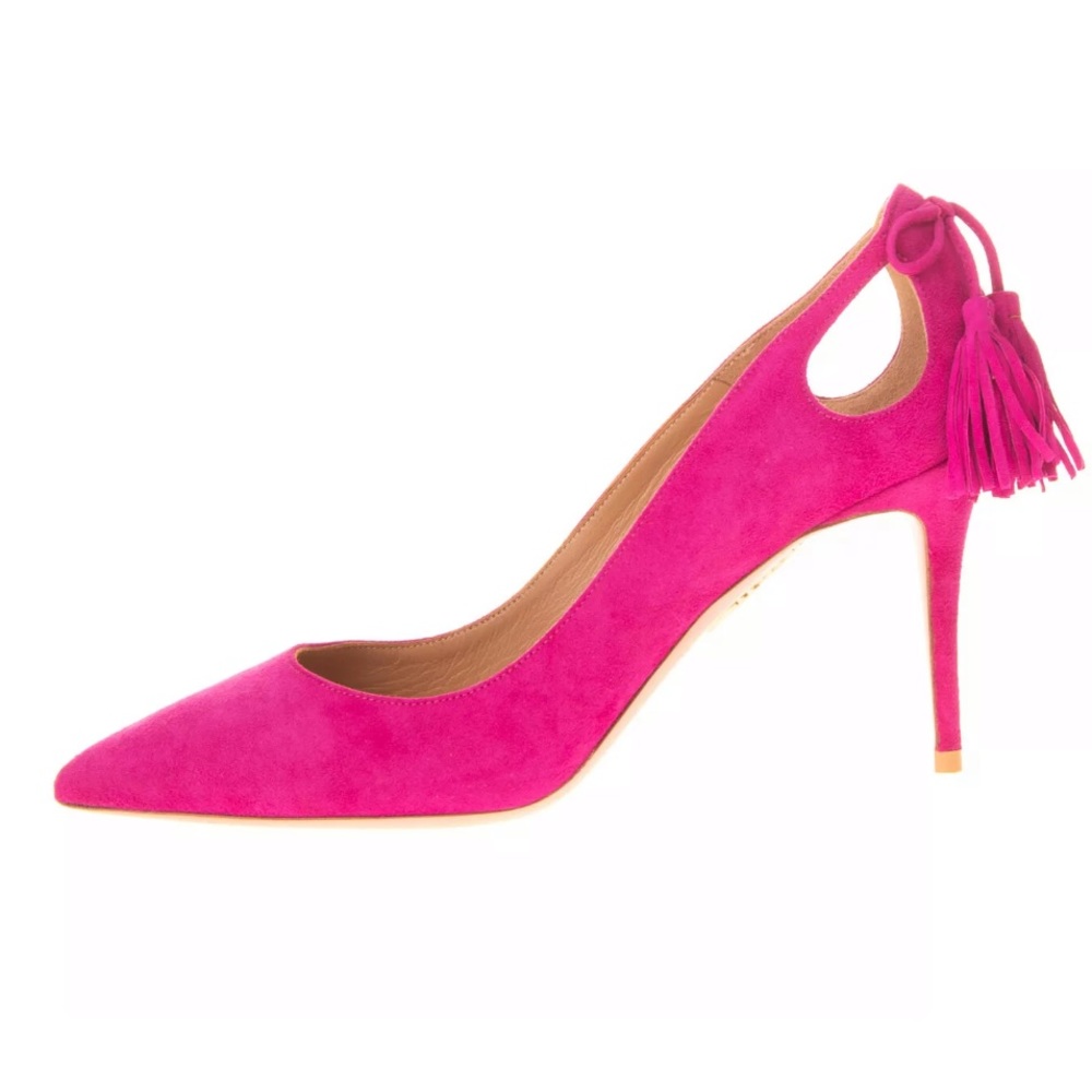 Aquazurra-Magenta Fuchsia Tassel Heel Pumps - Picture 1 of 8